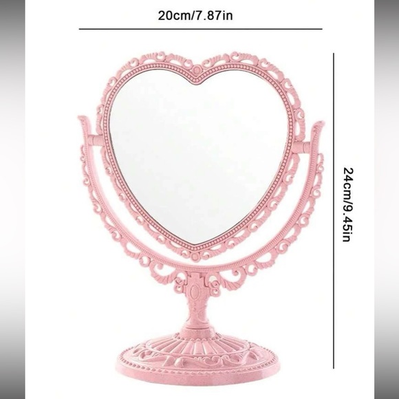 Vintage Heart Vanity Makeup Cosmetic Desktop Makeup Mirror Barbie Y2K-Styles - Picture 7 of 9